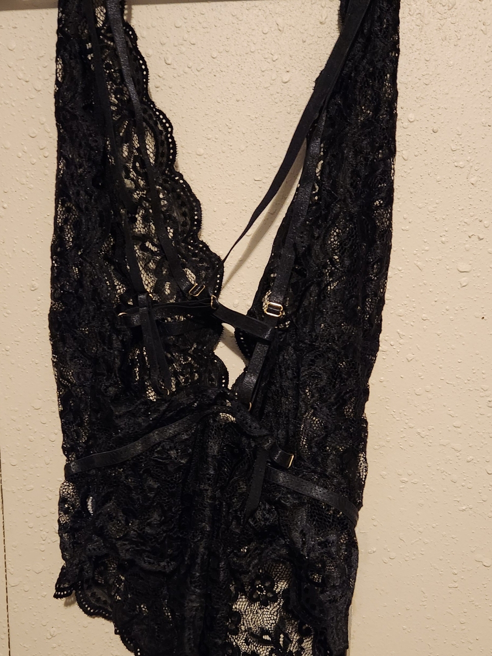 Black Lace Plunge Teddy Bodysuit - Women's Intimates